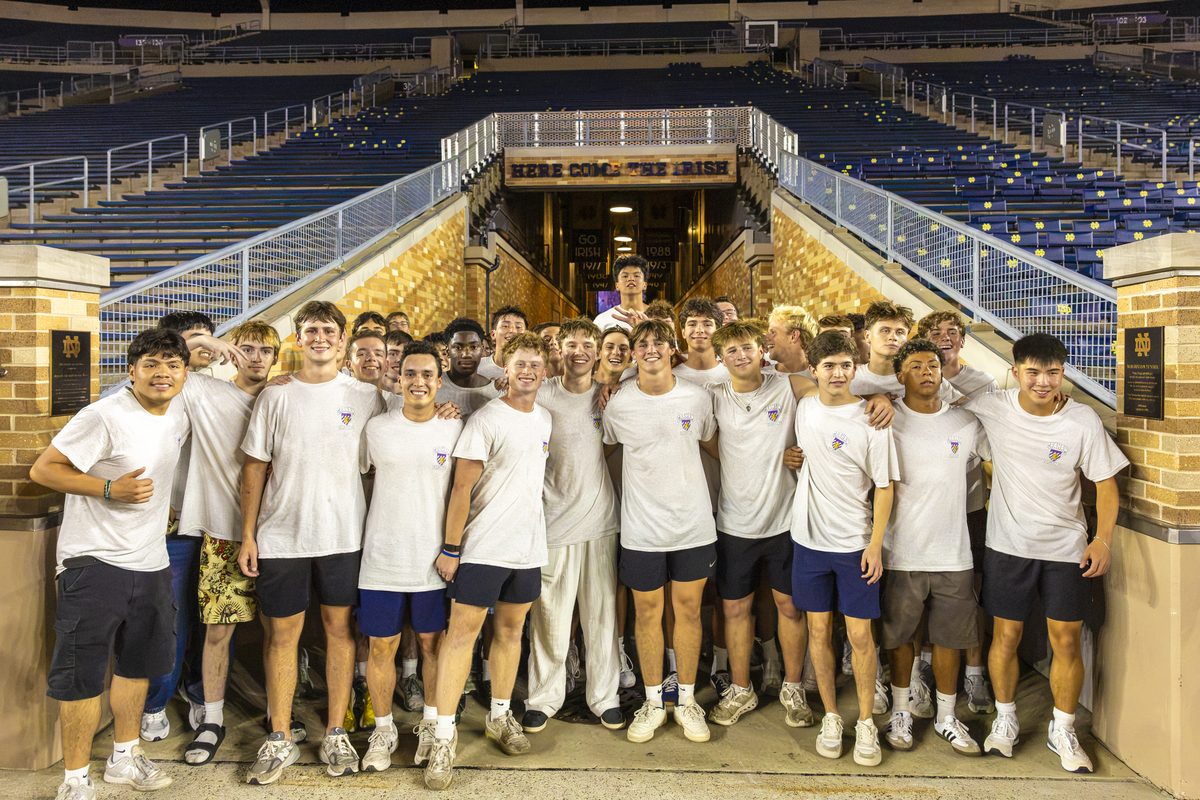 Royals gathered in the Notre Dame Stadium tunnel